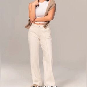 Abercrombie curvelove 31 long pintuck cream denim